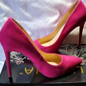 Liliana Hot Pink Faux Suede Heels